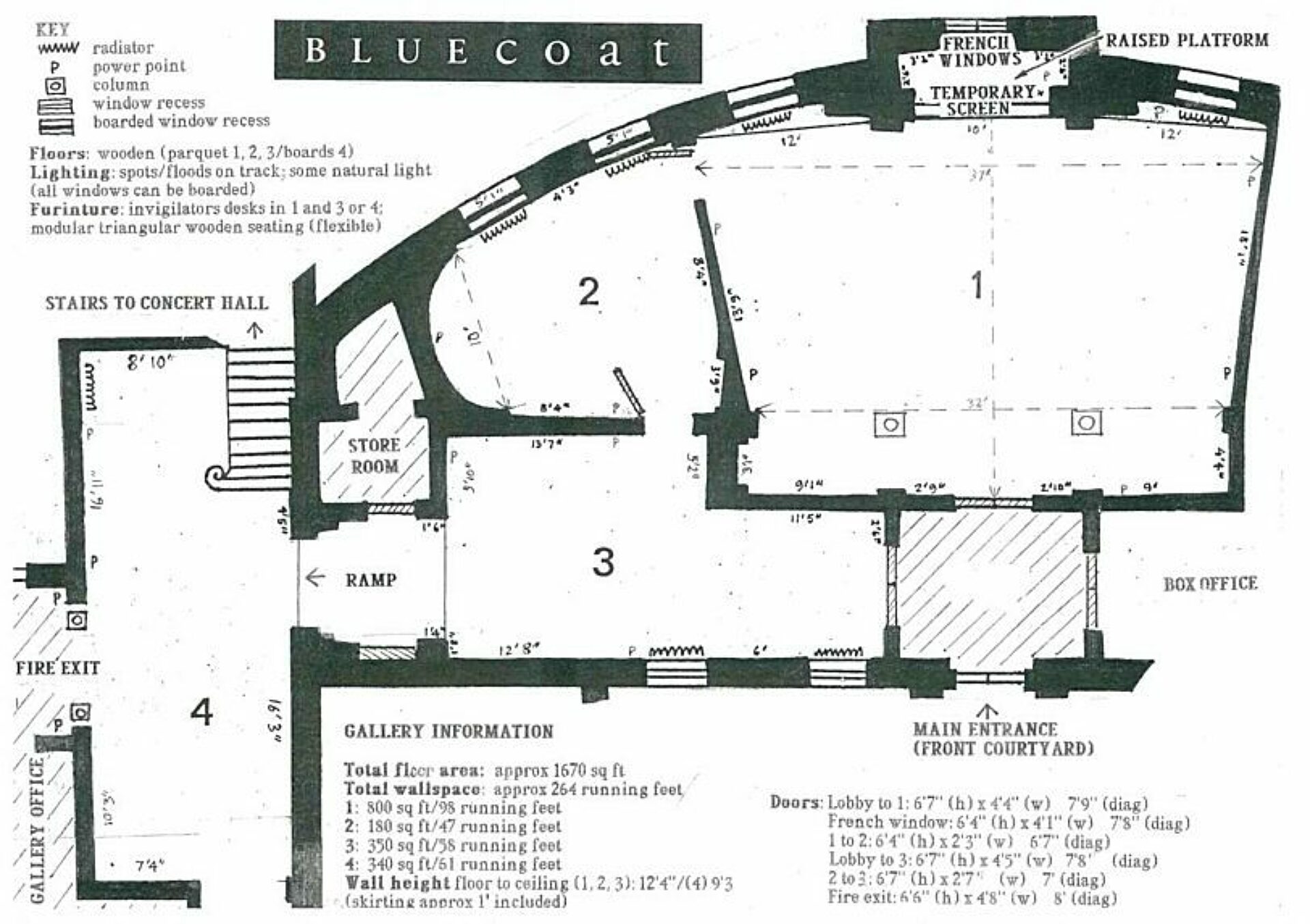 Plan of the old gallery space from 1968