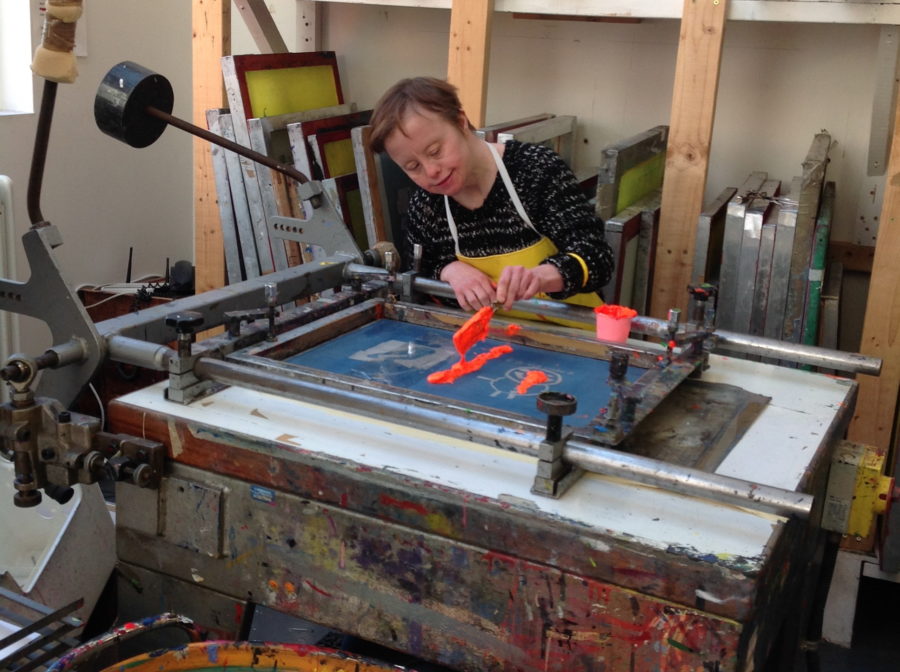 Blue Room member Jane screenprinting