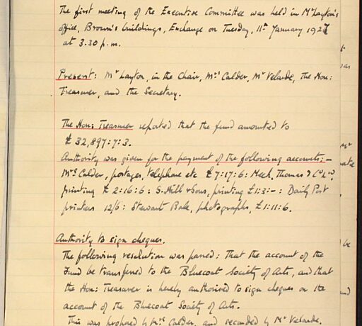Bluecoat Society of Arts minutes book, 1927 - 1929