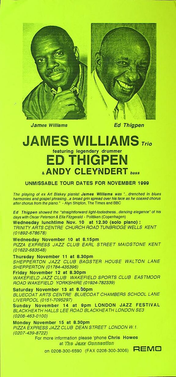 Poster for James Williams Trio performance