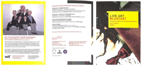 Autumn 2003 Live Art Bluecoat Events Brochure