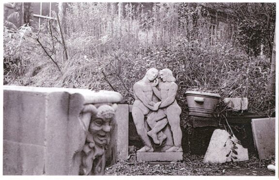 Bluecoat garden, with stone sculptures