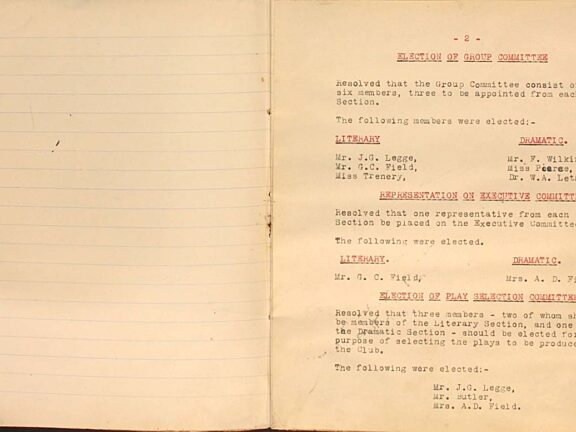 Sandon Studios Society Literary and Dramatic Group Minutes Book