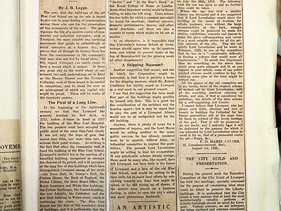 Article on Bluecoat in the Liverpool Post, 1926
