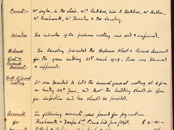 Bluecoat Society of Arts minutes book, 1929 - 1934