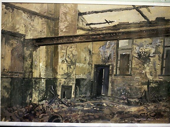 1941 Painting by Martin Bell of Bomb Damage