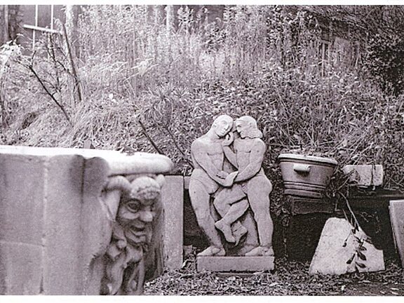 Bluecoat garden, with stone sculptures