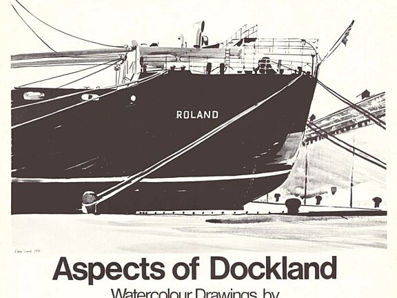 Poster for exhibition, Aspects of Dockland by Edna Lumb