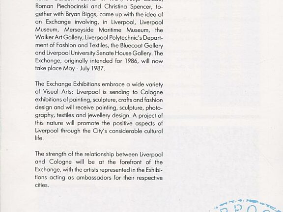 Press for Bluecoat's first exhibition exchange with Cologne