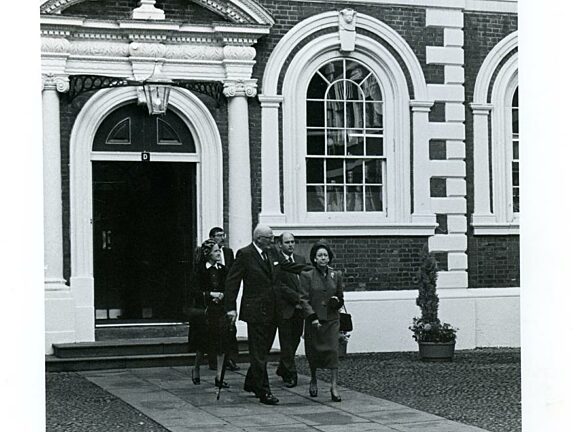 Princess Margaret leaving the Bluecoat