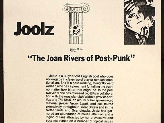 Poster for Joolz poetry event