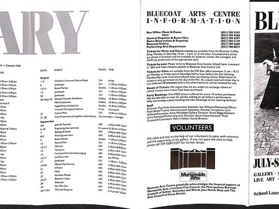 July - September 1988 Events Brochure