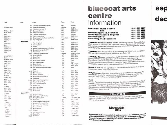 September - December 1988 Events Brochure