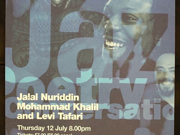 Poster for jazz poetry conversation event