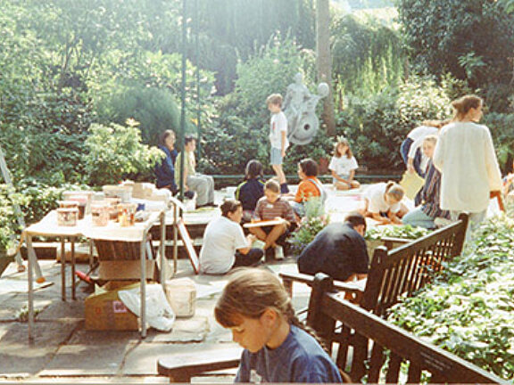 Children's art workshop in the garden