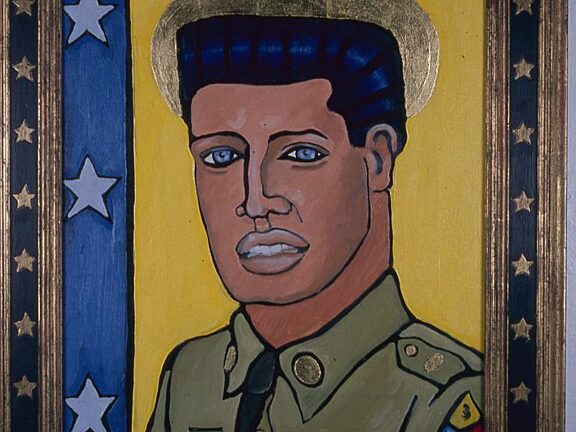 Holly Johnson's Elvis Christ painting in Glitter exhibition