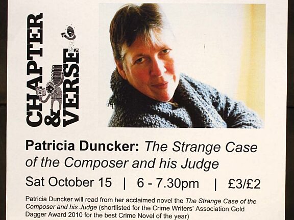 Poster for Patricia Duncker event at the Chapter & Verse literature festival