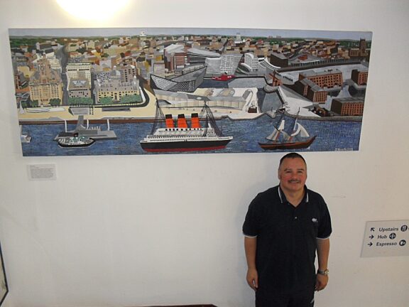 Blue Room artist John Steele paints the Liverpool skyline