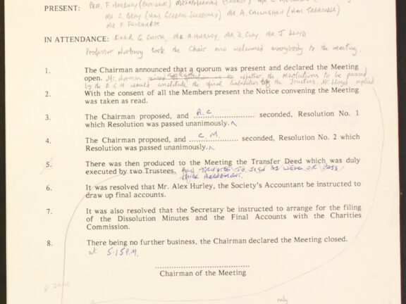 Bluecoat Society of Arts, Minutes from Annual General Meeting 1986-1993