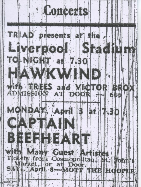 Liverpool Echo advert for Captain Beefheart gig