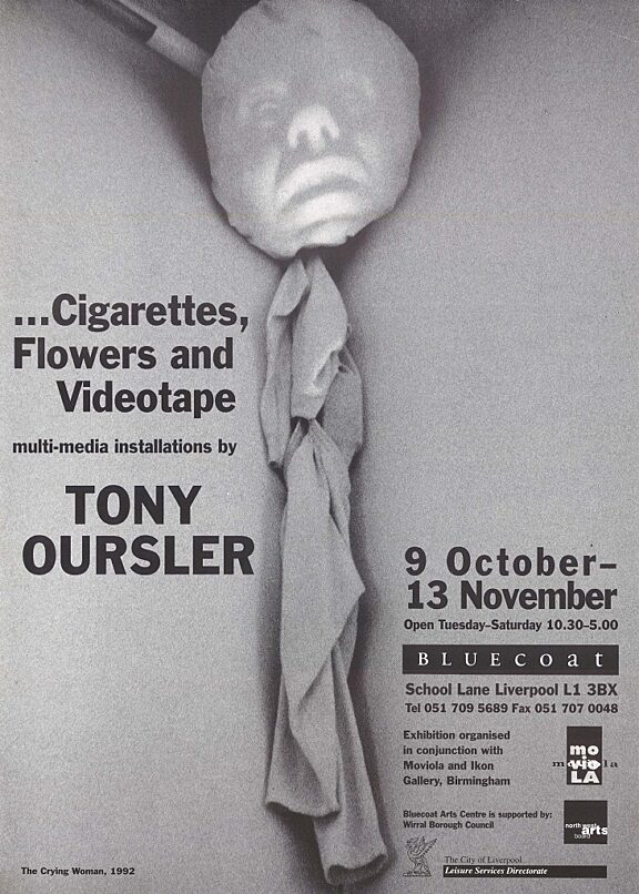 Poster for exhibition ...Cigarettes, Flowers and Videotape: Multi-media installations by Tony Oursler