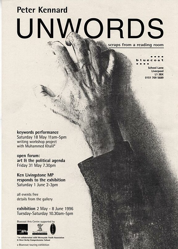 Poster for Peter Kennard's Unwords exhibition