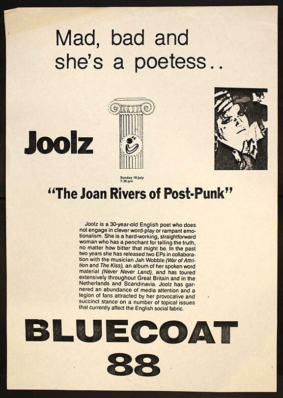 Poster for Joolz poetry event