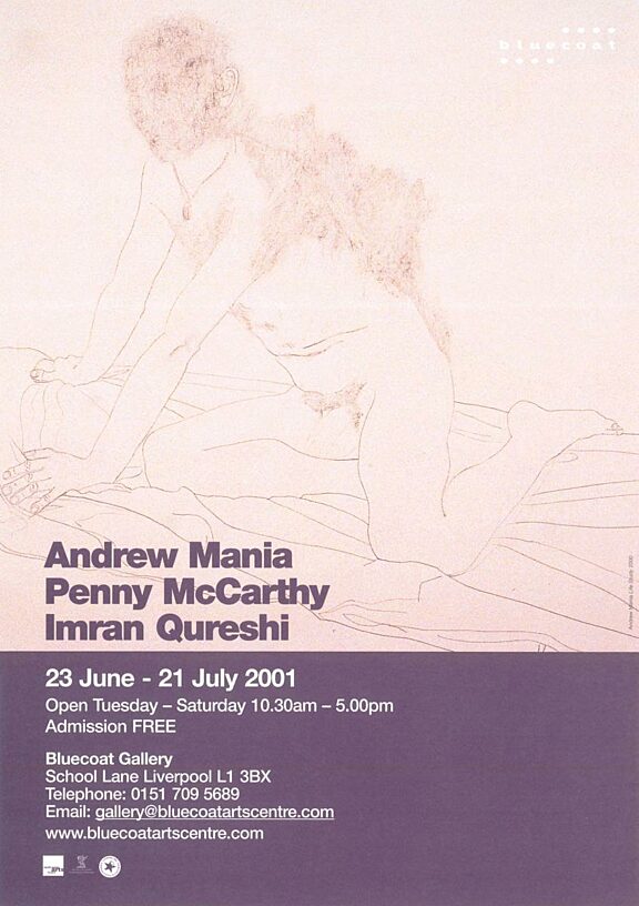Poster for exhibition by Andrew Mania, Penny McCarthy and Imran Qureshi