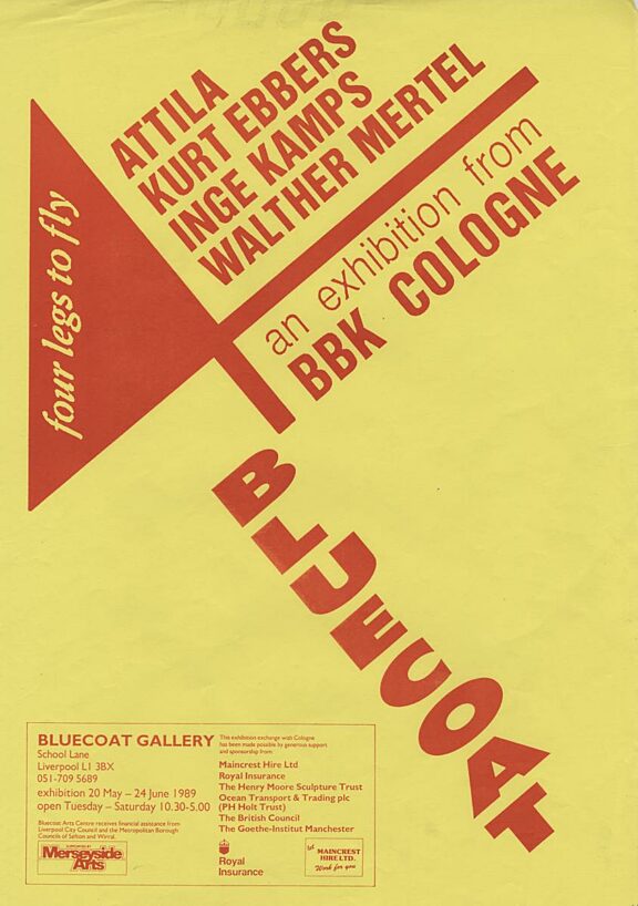 Poster for Four Legs To Fly exhibition from BBK, Cologne