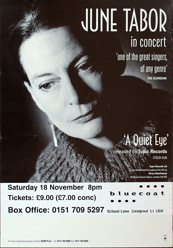 Poster for June Tabor concert
