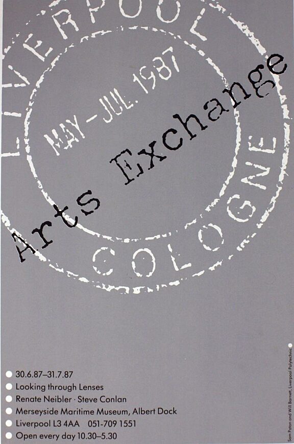 Poster for Liverpool/Cologne Arts Exchange exhibition at Merseyside Maritime Museum
