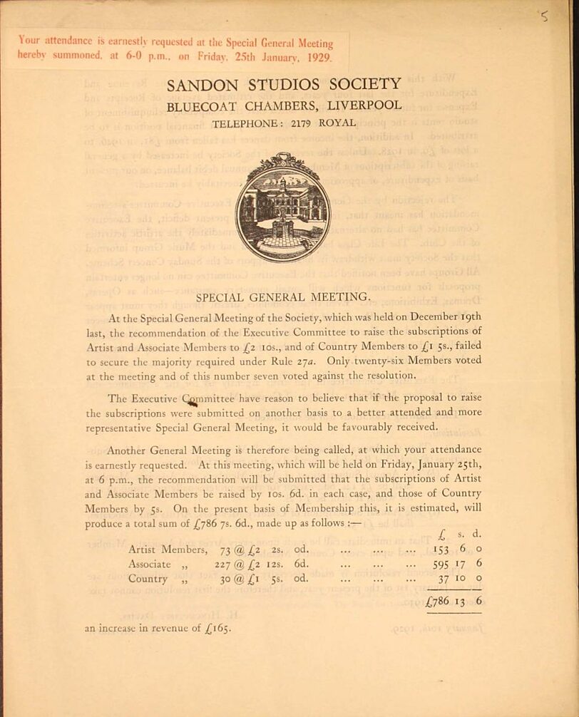 1929 Special General Meeting. Liverpool Record Office, Liverpool Libraries, reference: 367 SAN/1/1.