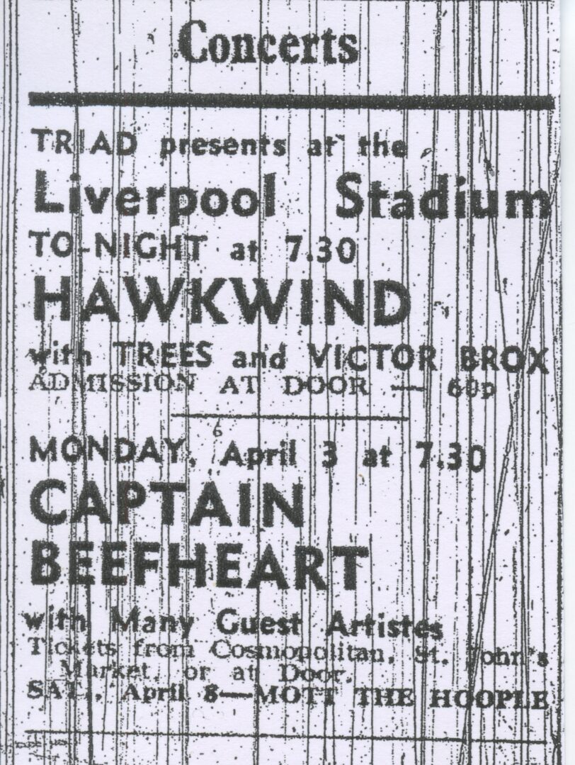 Liverpool Echo advert for Captain Beefheart gig