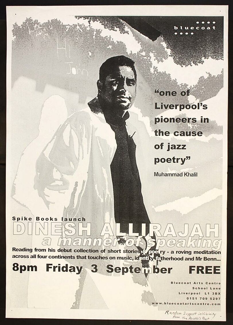 Poster for Dinesh Allirajah's A Manner of Speaking performance