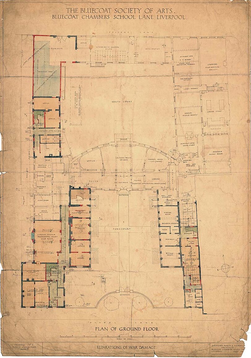 Post-war restoration architects drawings