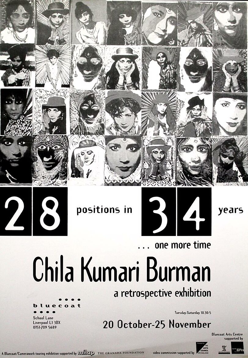 Poster for Chila Kumari Burman's exhibition, 28 Positions in 34 Years