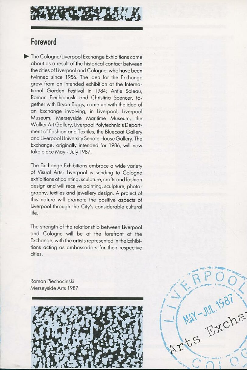 Press for Bluecoat's first exhibition exchange with Cologne