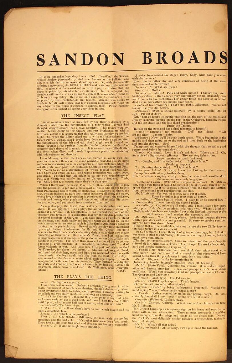 1920s Sandon Broadsheet