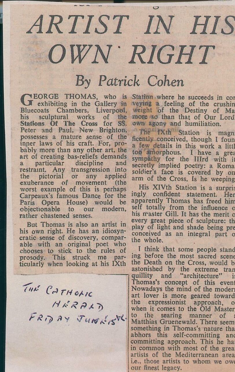 Studio artist George Thomas press cutting