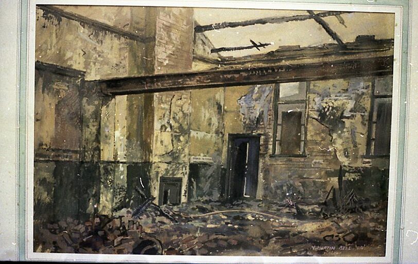 1941 Painting by Martin Bell of Bomb Damage