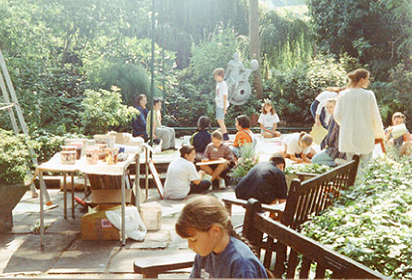 Children's art workshop in the garden