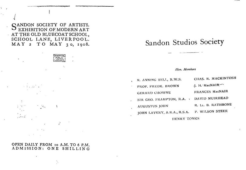 Catalogue for Sandon Society of Artists Exhibition of Modern Art