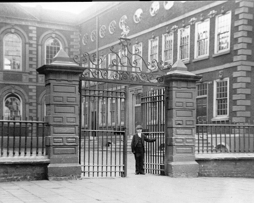 School boy at front gates