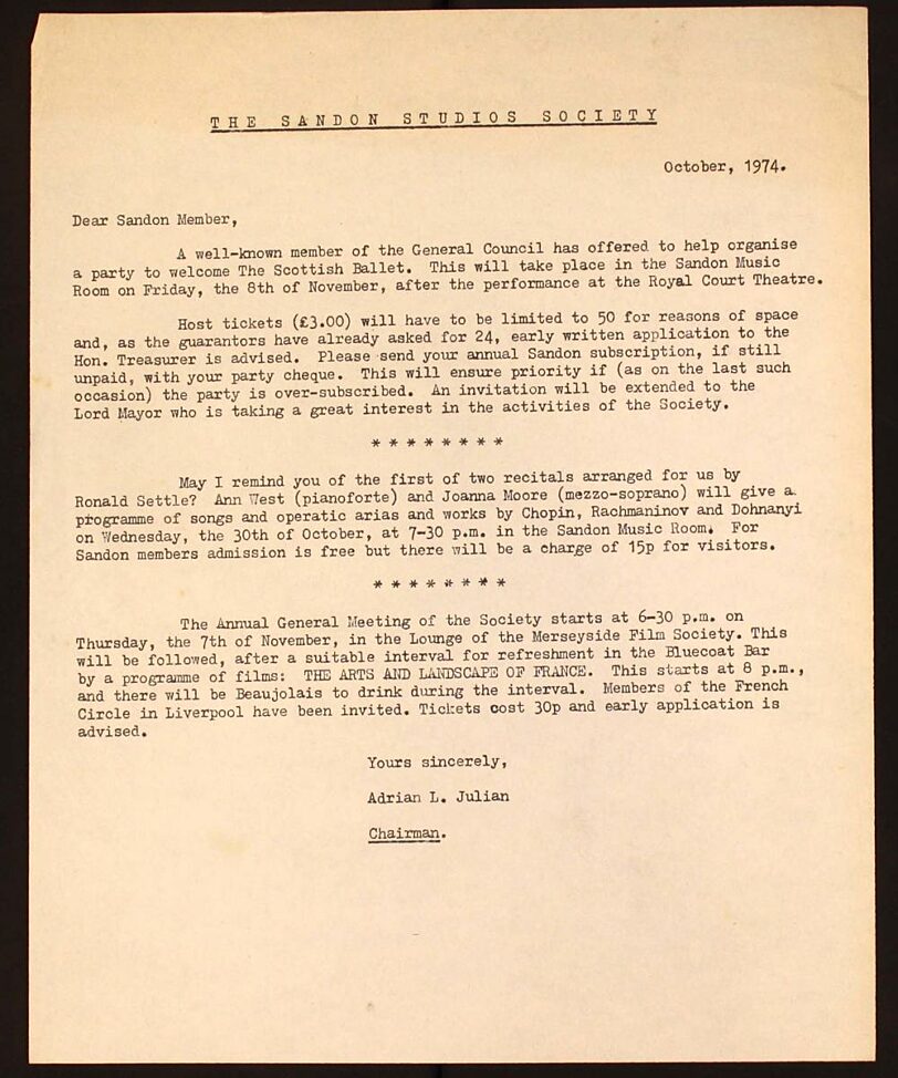 October 1974 Sandon Bulletin